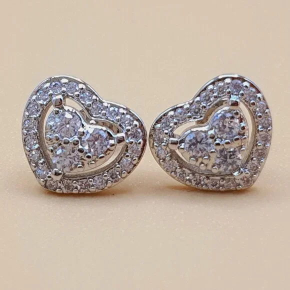 💎 Hollow Heart Shiny CZ Filled Heart Earrings for Women, INDN8602 - Picture 3 of 7